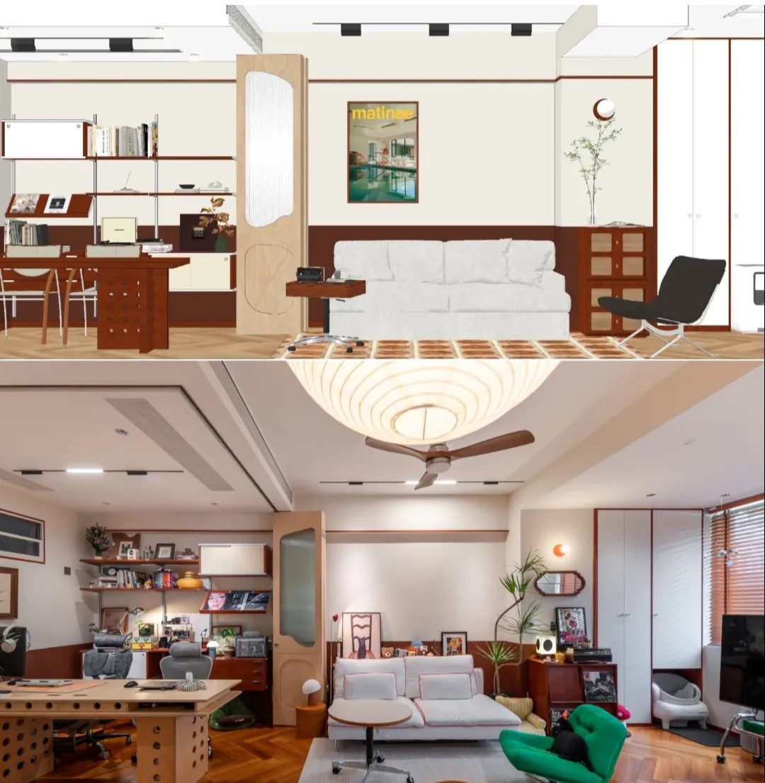 与家居博主的二搭中古风｜秋月｜全案托管设计